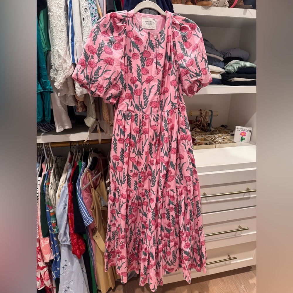 Pink Floral Tiered Maxi Dress